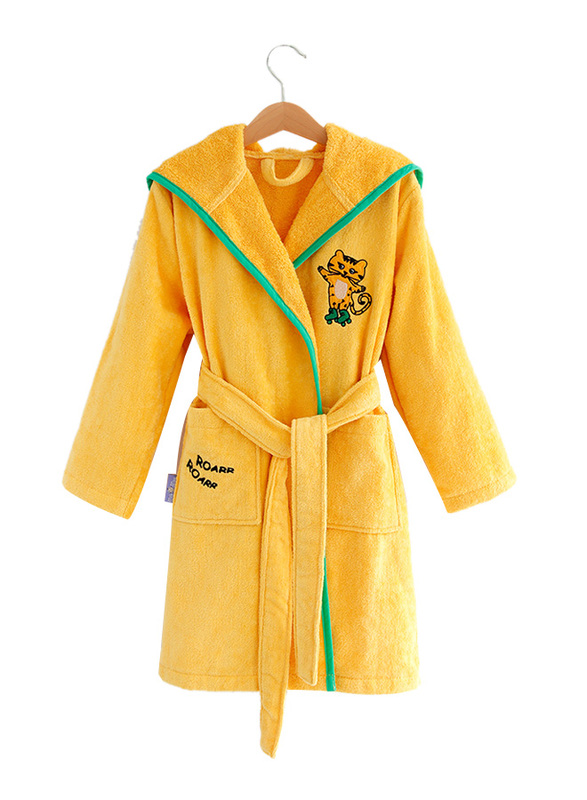 Milk&Moo Skater Cheetah Bathrobe for Kids, Yellow