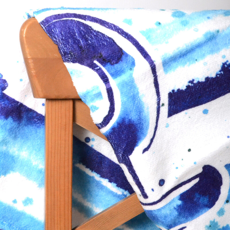 Anemoss Anchor Patterned Beach Towel, Blue/White