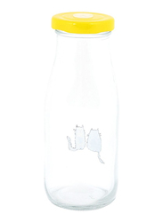 Biggdesign 320ml Cats Lemonade Glass Bottle, Yellow/Clear