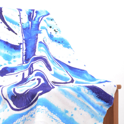 انيموس منشفة للشاطئ منقوشة, أزرق/أبيض