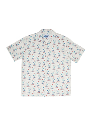 BiggDesign Anemoss Sailor Seagull Patterned Short Sleeve Shirts for Men, Extra Large, Ivory/Blue