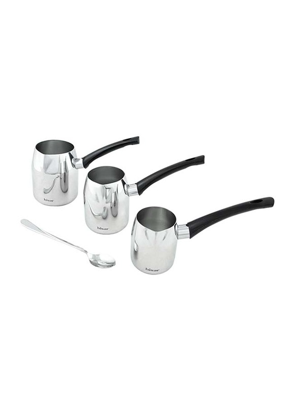 Hisar 4-Piece Lizbon Turkish Coffee Pot Set, Black/Silver