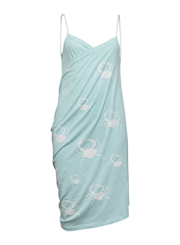 BiggDesign Anemoss Crab Strap Midi Beach Dress, Standard, White/Blue
