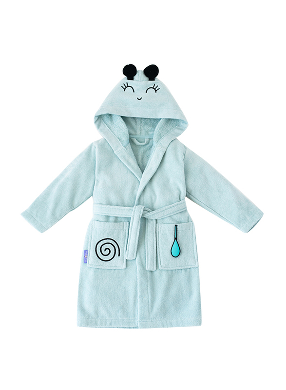 Milk & Moo Sangaloz Velvet Hooded Robe for Kids, Blue