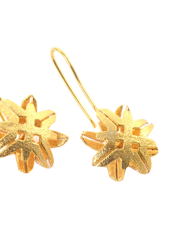 BiggDesign 925c Silver B.C. 3000 Flower Hoop Earrings for Women, Silver/Gold