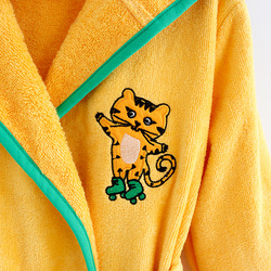 Milk&Moo Skater Cheetah Bathrobe for Kids, Yellow