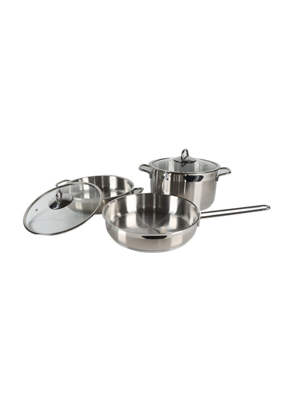 

Serenk 5-Piece Modernist Stainless Steel Pots & Pan Set, Silver