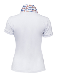 BiggDesign Anemoss Aquarium Pattern Short Sleeve Polo Neck T-Shirt for Women, Medium, White
