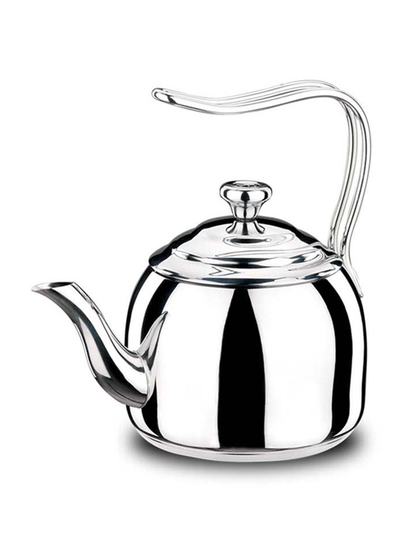 Korkmaz 2 Ltr Droppa Stainless Steel Tea Pot, A053, Silver