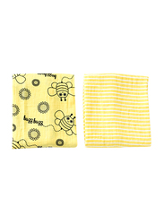 Milk & Moo 2-Piece Buzzy Bee Muslin Swaddle Baby Blankets, Yellow/Black/White