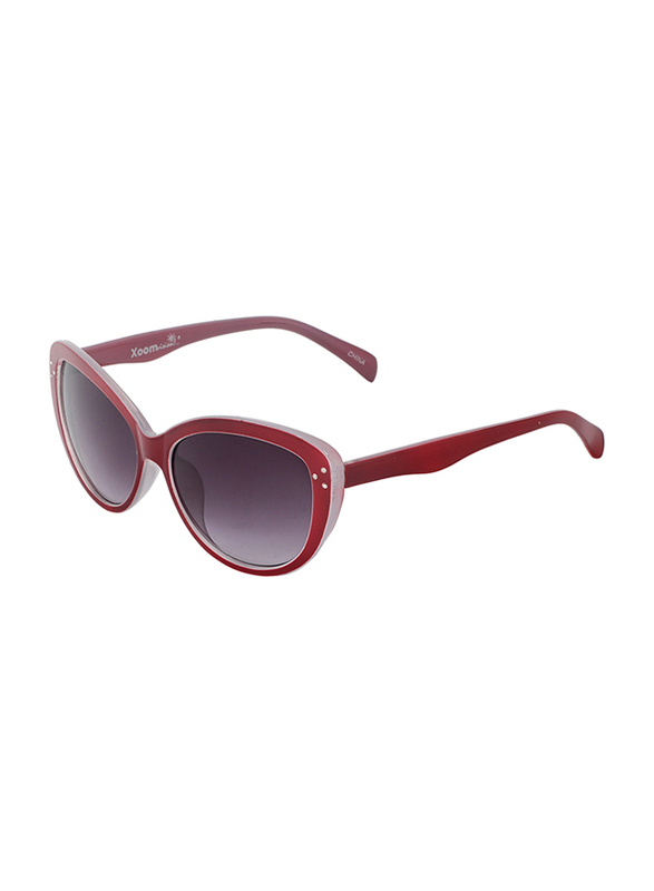 Xoomvision Full-Rim Cat Eye Red Sunglasses for Women, Black Lens, P124491