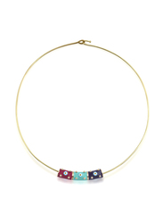 Biggdesign Blue Bead Pendant Necklace for Women with Enamel Stone, Multicolor