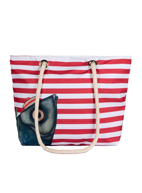 Biggdesign Pistachio Beach Shopping Shoulder Bag for Women, Red/White