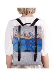 Biggdesign Mr. Allright Felt Backpack for Women, 14.5 inch, Multicolour