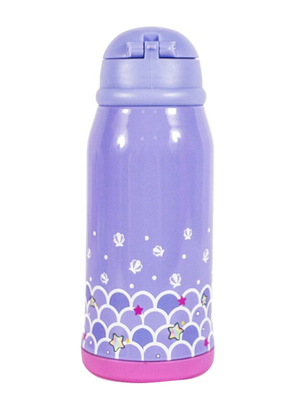 Milk & Moo Mermaid Steel Kids Water Bottle with Bag, 550ml, 3+ Years, Multicolour