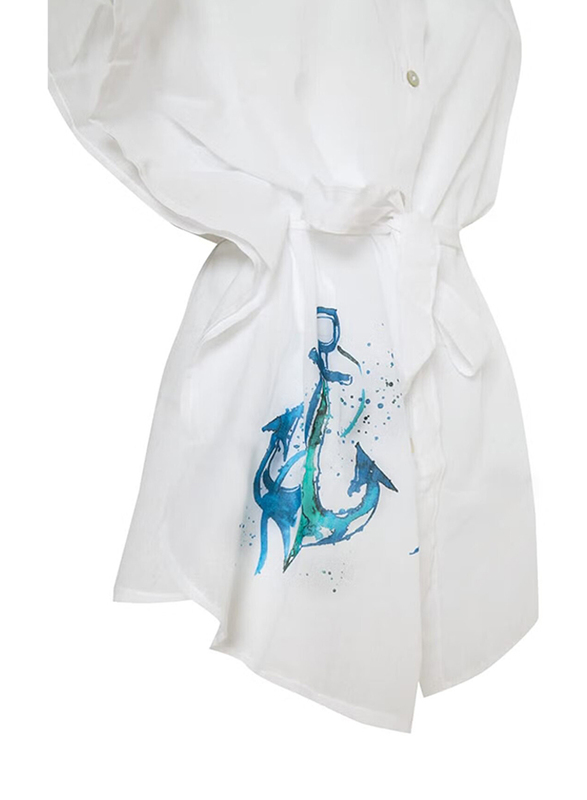 Anemoss Anchor Hooded Beach Dress for Women, Large, White