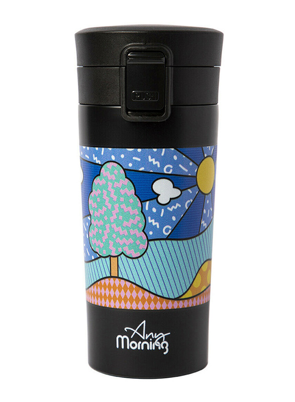 Any Morning 380 ml Thermos Stainless Steel Mug, BA21522, Black/Blue
