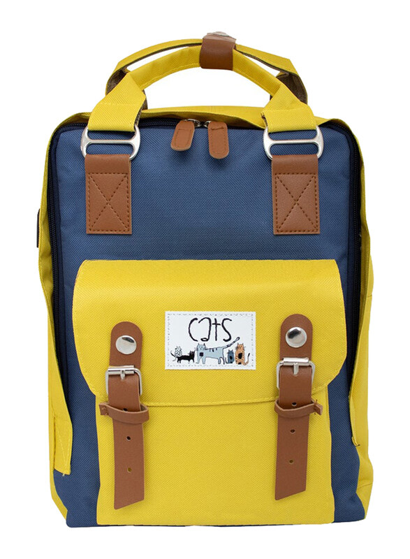 

Biggdesign Cats Design 14-Inch Anti Theft Laptop Backpack with USB Charging Port, Yellow/Blue