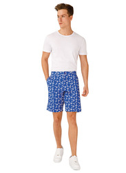BiggDesign Anemoss Anchor Patterned Chino Shorts for Men, Extra Large, Blue