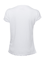 BiggDesign Anemoss Lighthouse Short Sleeve T-Shirt for Women, Large, White/Blue/Orange