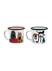 Biggdesign 2-Piece Cats Enamel Mugs Set, Multicolour