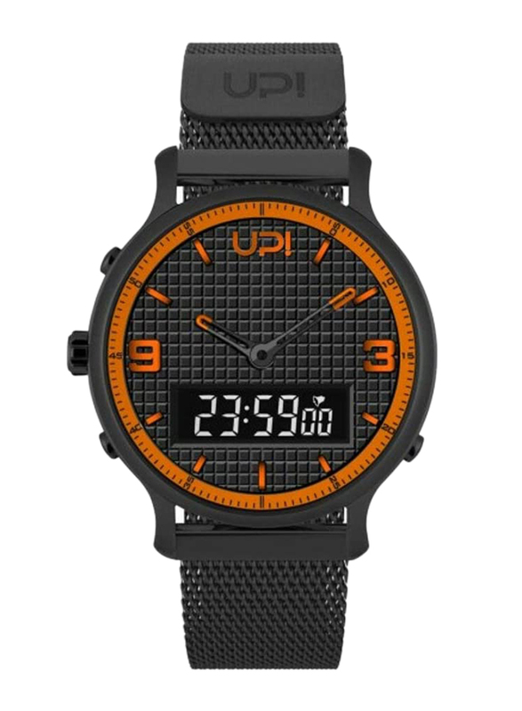 UpWatch Double Digital/Analog Watch for Unisex with Silicone Band, Water Resistant, Black