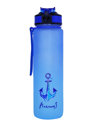 Anemoss 1000ml Anchor Pattern Tritan Water Bottle, Blue