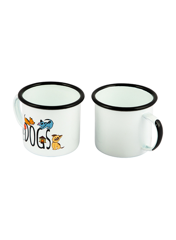 Biggdesign 2-Piece Dogs Enamel Mugs Set, Multicolour