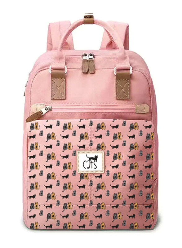 

BiggDesign 15-Inch Cats Anti Theft & Waterproof Backpack Laptop Bag, Pink