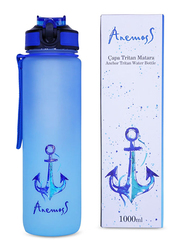 Anemoss 1000ml Anchor Pattern Tritan Water Bottle, Blue