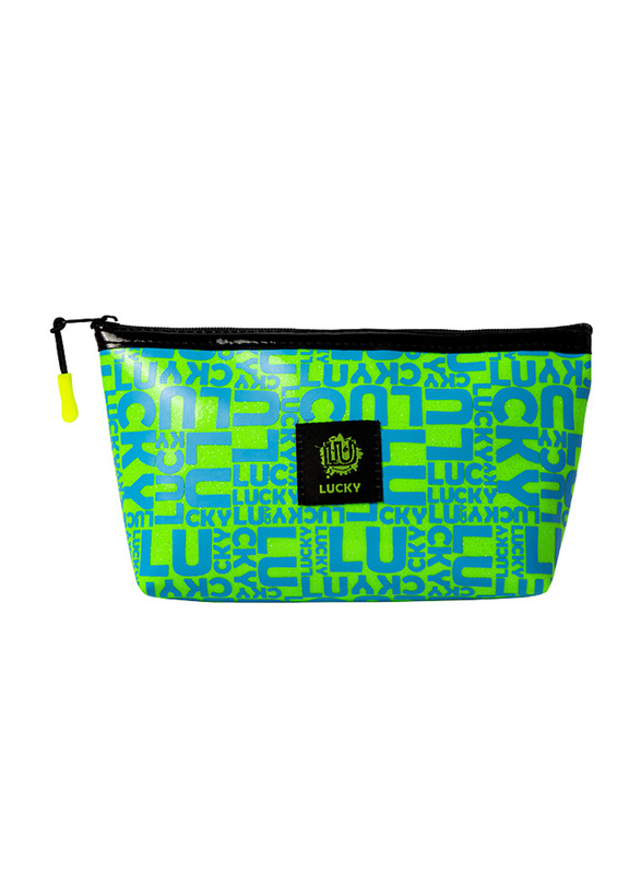 BiggDesign Moods Up Lucky Glossy Makeup Bag, Green/Blue