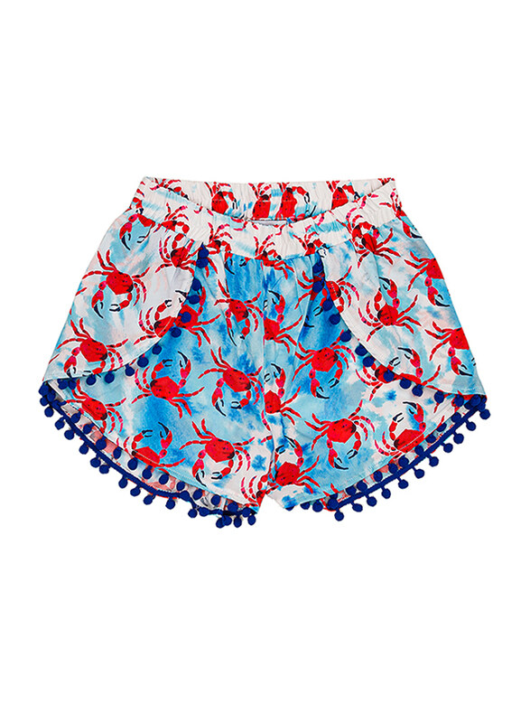 

BiggDesign Anemoss Crab Patterned Booty/Daisy Dukes Shorts for Women, Large, Red