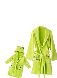 Milk&Moo Cacha Frog Mother and Kid Bathrobe Set, 2-Piece, Green