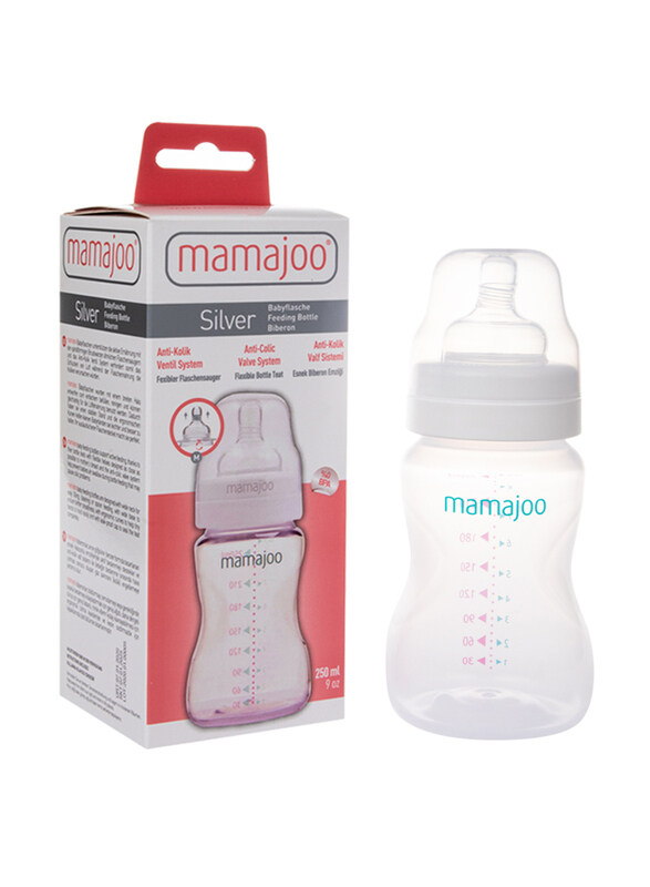 

Mamajoo Silver Baby Feeding Bottle, 250ml, Clear