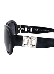 Xoomvision Full-Rim Oversized Black Sunglasses for Women, Black Lens, 047019