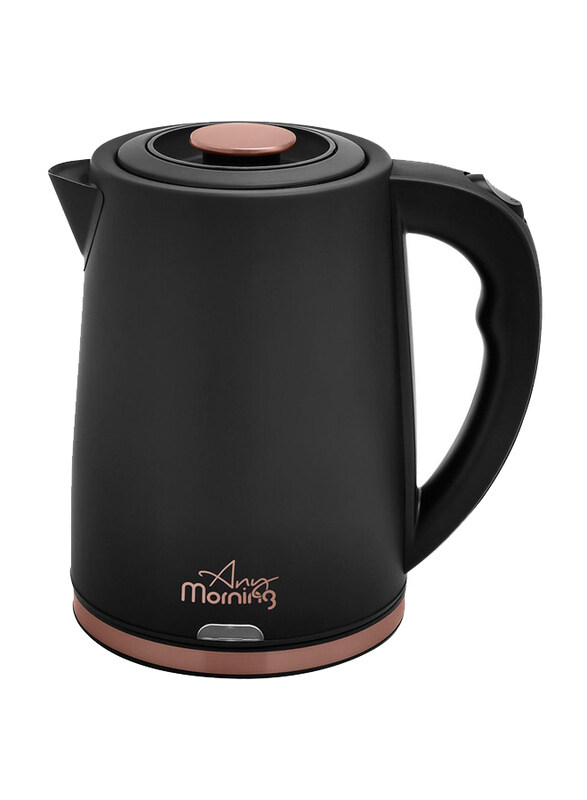 

Any Morning 1.8L Stainless Steel Cordless Electric Hot Water Kettle with Auto Shut Off & Boil Dry Protection, 1500W, Black