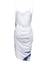 BiggDesign Anemoss Waves Strap Midi Beach Dress, Standard, White/Blue