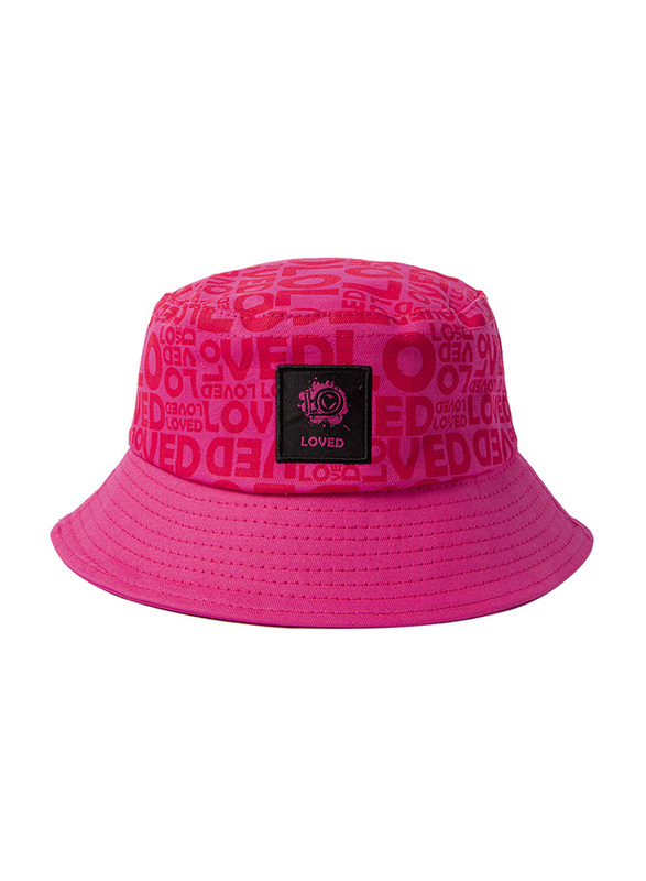 BiggDesign Moods Up Loved Bucket Hat for Women, One Size, Pink