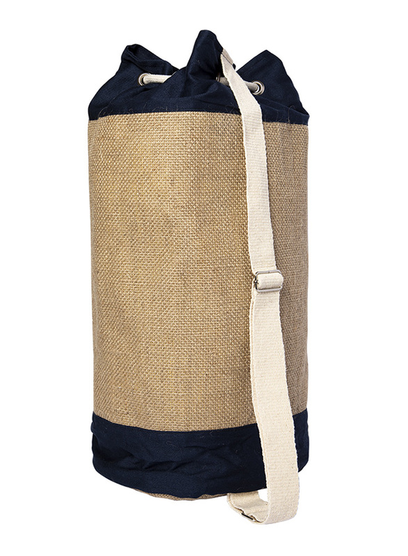 BiggDesign Anemoss Anchor Pattern Jute Shoulder Bag for Women, Blue/Beige/White