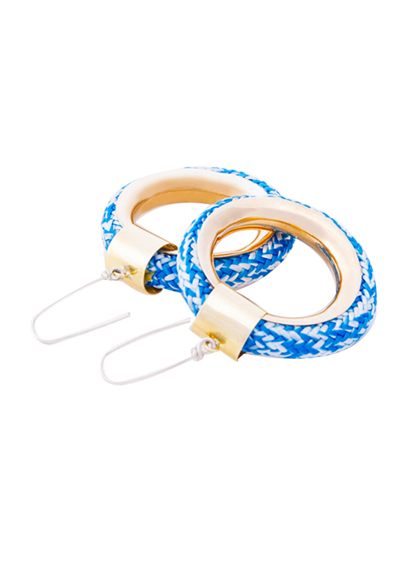 BiggDesign 925 Sterling Silver Anemoss Marine Earrings for Women, Blue/White