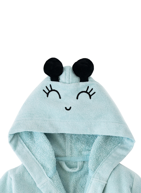 Milk & Moo Sangaloz Velvet Hooded Robe for Kids, Blue