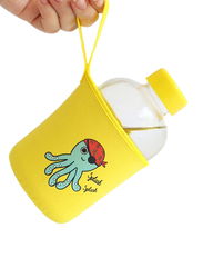 Milk & Moo Sailor Octopus Kids Glass Water Bottle, 600ml, Yellow