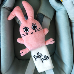 Milk & Moo Pink Rabbit Chancing Seatbelt Covers for Kids, Multicolour