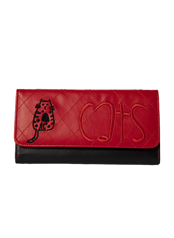 Biggdesign Cats Embroidered Flap Wallet for Women, Red/Black