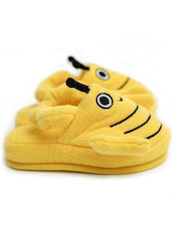 Milk & Moo Buzzy Bee 100% Cotton Toddler Slippers, 2-4 Years, Yellow