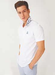 Anemoss Anchor Polo Collar T-Shirt for Men, S, White