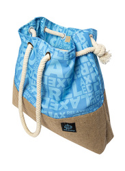 BiggDesign Moods Up Relaxed Jute Shoulder Bag for Women, Blue/Beige