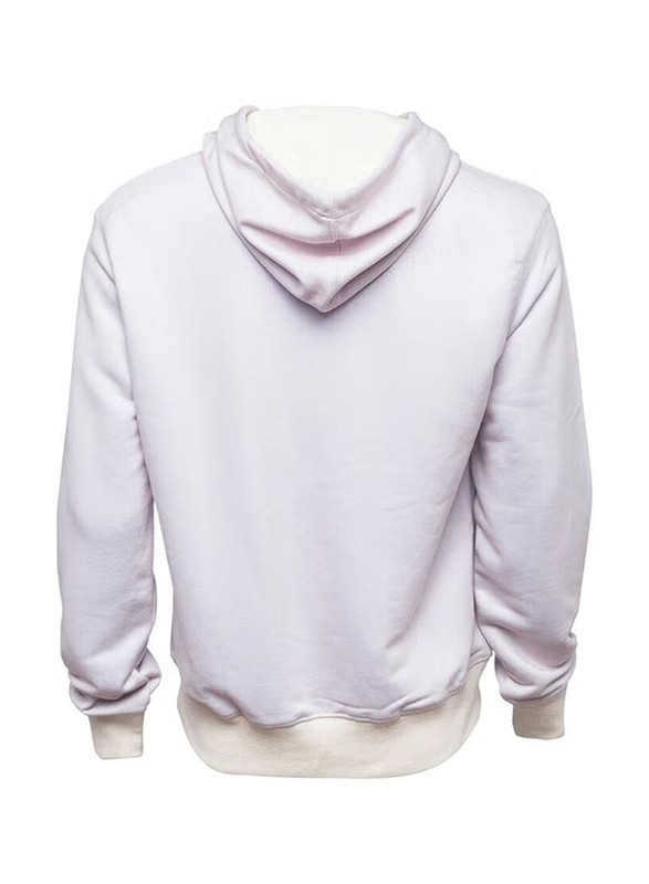 BiggDesign Mr. Allright Man Cotton Hoodies for Men, Sweatshirts For Men, L/XL, White