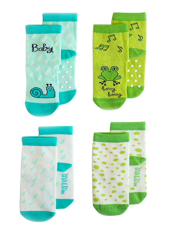 

Milk & Moo Cacha Frog and Baby Sangaloz Snail 4 In 1 Baby Socks, 0-12 Months, Multicolour