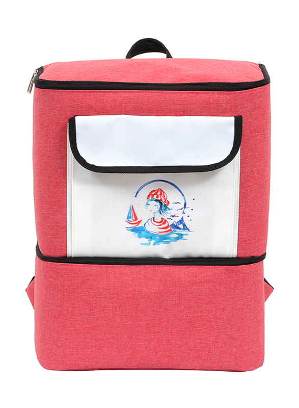 Anemoss Waterproof Double Deck Insulated Lunch Bag for Men and Women, 17 Liters, Red/White